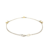 14k Yellow Gold and Sterling Silver Triple Ring Stationed Anklet - Premium Anklets - Just $177.99! Shop now at Pulse Designer Fashion