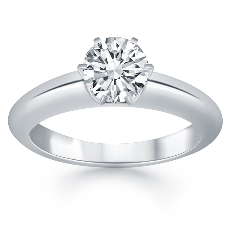 14k White Gold Solitaire Cathedral Engagement Ring - Premium Rings - Just $3489.99! Shop now at Pulse Designer Fashion