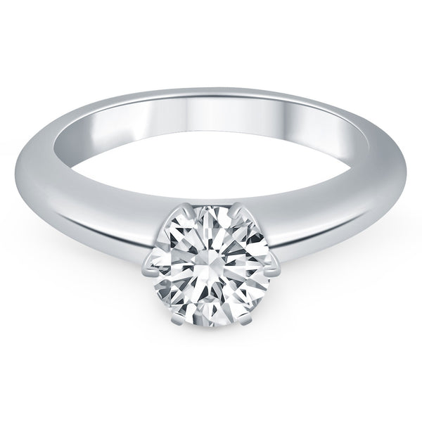 14k White Gold Solitaire Cathedral Engagement Ring - Premium Rings - Just $3489.99! Shop now at Pulse Designer Fashion