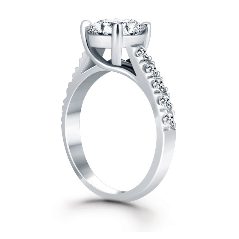 14k White Gold Trellis Diamond Engagement Ring - Premium Rings - Just $3712.99! Shop now at Pulse Designer Fashion