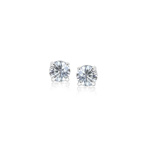 Sterling Silver 3mm Faceted White Cubic Zirconia Stud Earrings - Premium Earrings - Just $18.99! Shop now at Pulse Designer Fashion