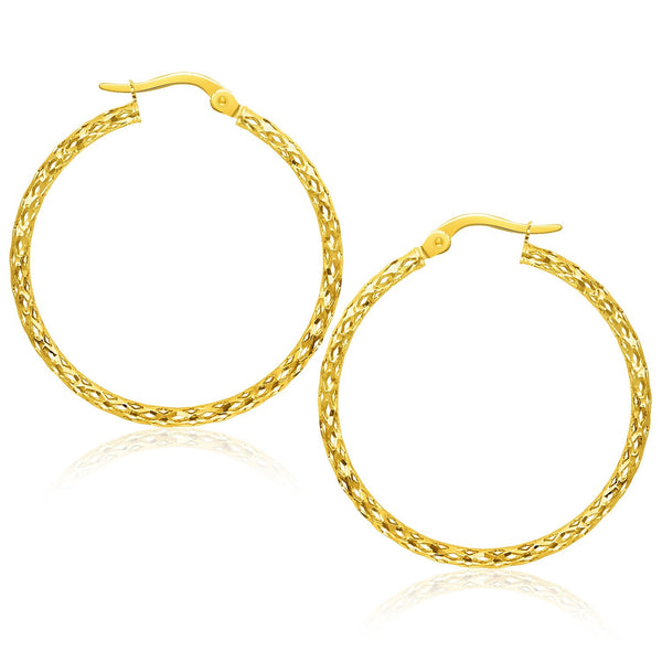 Large Textured Hoop Earrings in 10k Yellow Gold - Premium Earrings - Just $242.99! Shop now at Pulse Designer Fashion