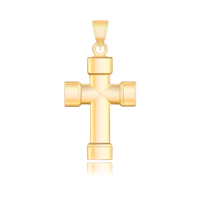 14k Yellow Gold Cross Pendant with Block Like Ends - Premium Pendants - Just $228.99! Shop now at Pulse Designer Fashion