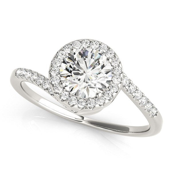 14k White Gold Halo Design Bypass Round Diamond Engagement Ring (5/8 cttw) - Premium Rings - Just $3602.99! Shop now at Pulse Designer Fashion