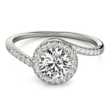 14k White Gold Halo Design Bypass Round Diamond Engagement Ring (5/8 cttw) - Premium Rings - Just $3602.99! Shop now at Pulse Designer Fashion