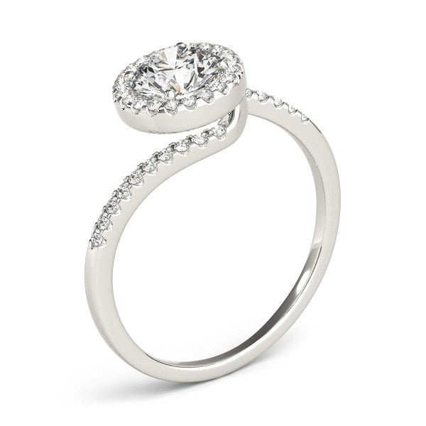 14k White Gold Halo Design Bypass Round Diamond Engagement Ring (5/8 cttw) - Premium Rings - Just $3602.99! Shop now at Pulse Designer Fashion