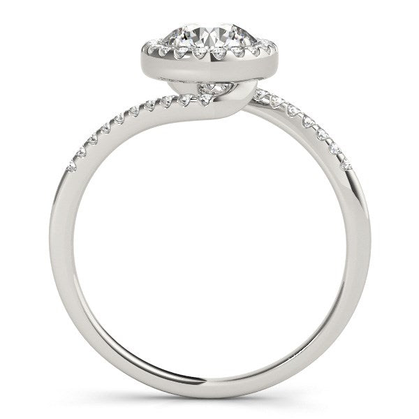 14k White Gold Halo Design Bypass Round Diamond Engagement Ring (5/8 cttw) - Premium Rings - Just $3602.99! Shop now at Pulse Designer Fashion