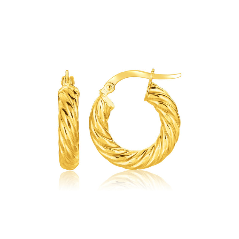 14k Yellow Gold Twisted Cable Small Hoop Earrings - Premium Earrings - Just $370.99! Shop now at Pulse Designer Fashion