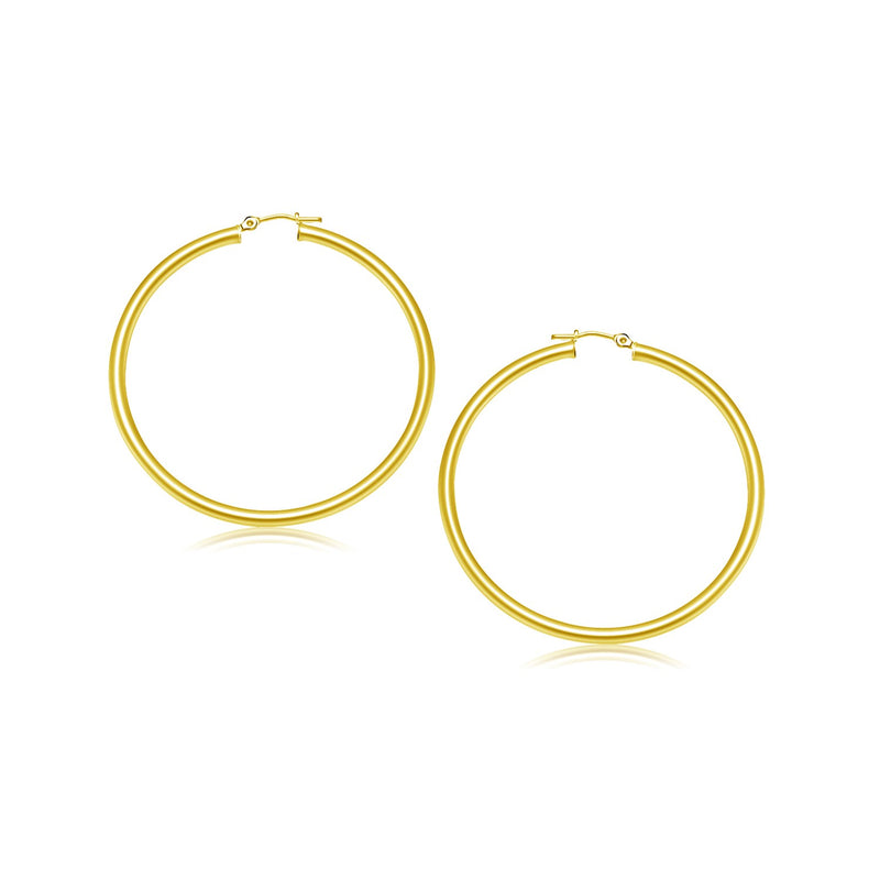 14k Yellow Gold Polished Hoop Earrings (25 mm) - Premium Earrings - Just $306.99! Shop now at Pulse Designer Fashion