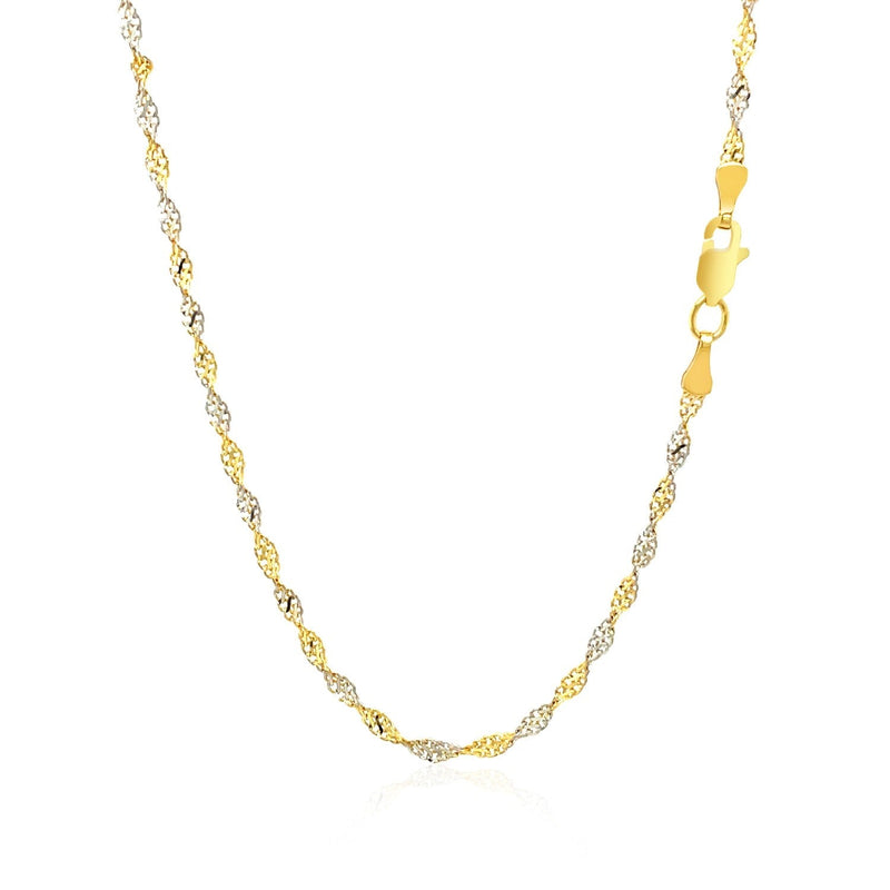 2.0mm 14k Two-Tone Gold Singapore Chain - Premium Chains - Just $438.99! Shop now at Pulse Designer Fashion