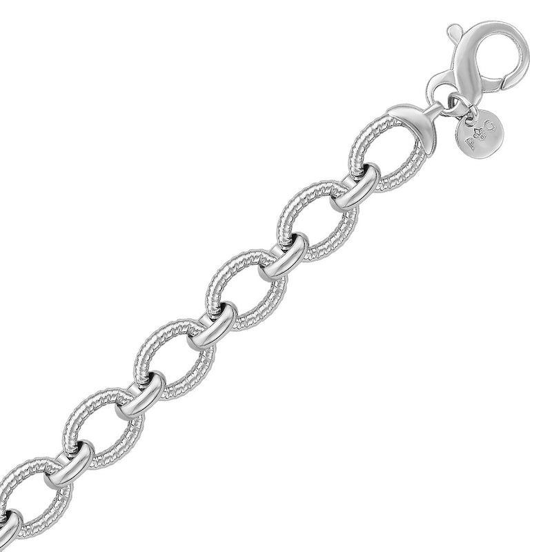 Sterling Silver Oval Cable Design Chain Link Bracelet - Premium Bracelets - Just $180.99! Shop now at Pulse Designer Fashion