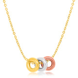 14k Tri-Color Gold Chain Necklace with Three Open Circle Accents - Premium Necklaces - Just $284.99! Shop now at Pulse Designer Fashion