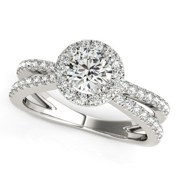 14k White Gold Diamond Engagement Ring with Split Shank Design (1 1/2 cttw) - Premium Rings - Just $7989.99! Shop now at Pulse Designer Fashion