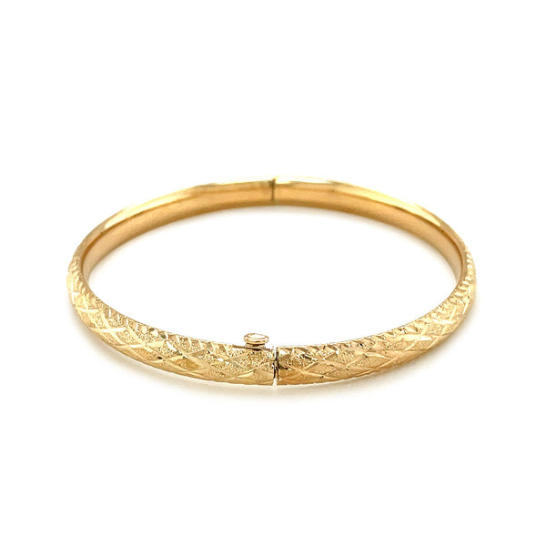 14k Yellow Gold Diamond Cut Design Dome Motif Children's Bangle - Premium Bangles - Just $562.99! Shop now at Pulse Designer Fashion