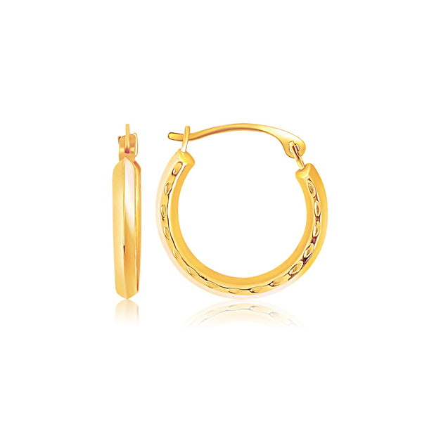 14k Yellow Gold Hoop Earrings with Textured Detailing - Premium Earrings - Just $104.99! Shop now at Pulse Designer Fashion