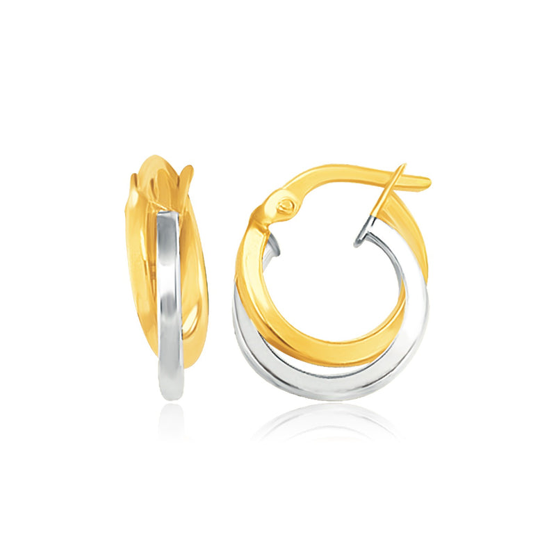 14k Two Tone Gold Earrings in Double Round Hoop Style - Premium Earrings - Just $364.99! Shop now at Pulse Designer Fashion