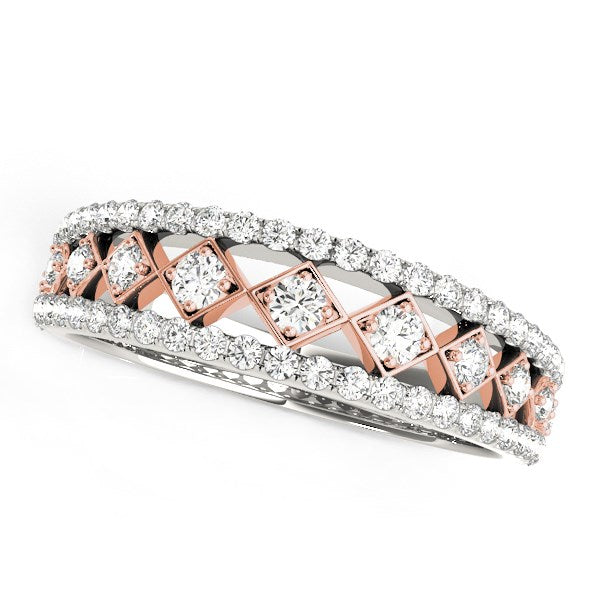 14k White And Rose Gold Diamond Band (3/8 cttw) - Premium Rings - Just $2044.99! Shop now at Pulse Designer Fashion