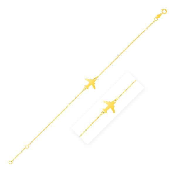 14K Yellow Gold Airplane Bracelet - Premium Bracelets - Just $160.99! Shop now at Pulse Designer Fashion