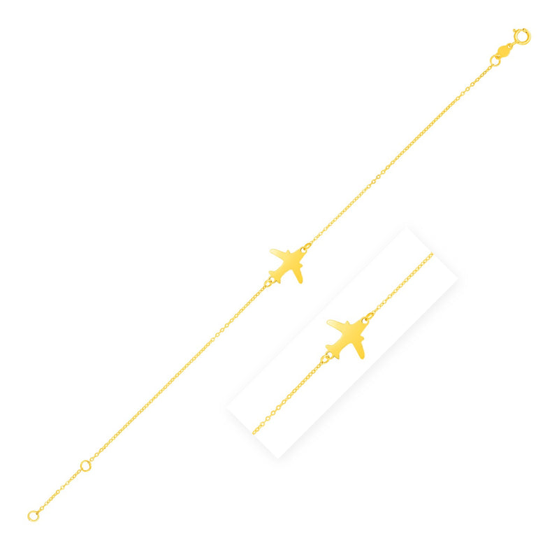 14K Yellow Gold Airplane Bracelet - Premium Bracelets - Just $160.99! Shop now at Pulse Designer Fashion