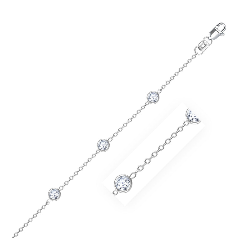 14k White Gold Anklet with Round White Cubic Zirconia - Premium Anklets - Just $636.99! Shop now at Pulse Designer Fashion