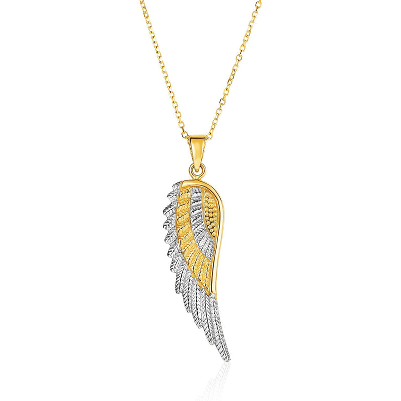 14k Two-Tone Yellow and White Gold Angel Wing Pendant - Premium Pendants - Just $521.99! Shop now at Pulse Designer Fashion