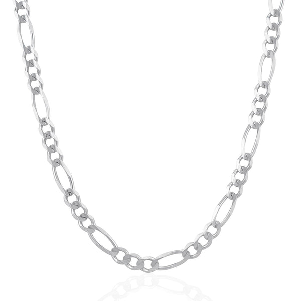 6.0mm 14k White Gold Solid Figaro Chain - Premium Chains - Just $3290.99! Shop now at Pulse Designer Fashion