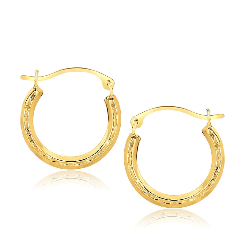 10k Yellow Gold Fancy Hoop Earrings - Premium Earrings - Just $79.99! Shop now at Pulse Designer Fashion