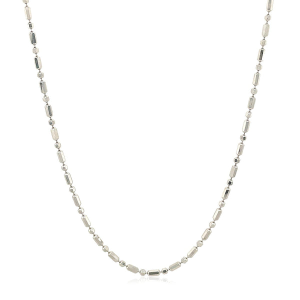 14k White Gold Diamond-Cut Alternating Bead Chain 1.5mm - Premium Chains - Just $509.99! Shop now at Pulse Designer Fashion