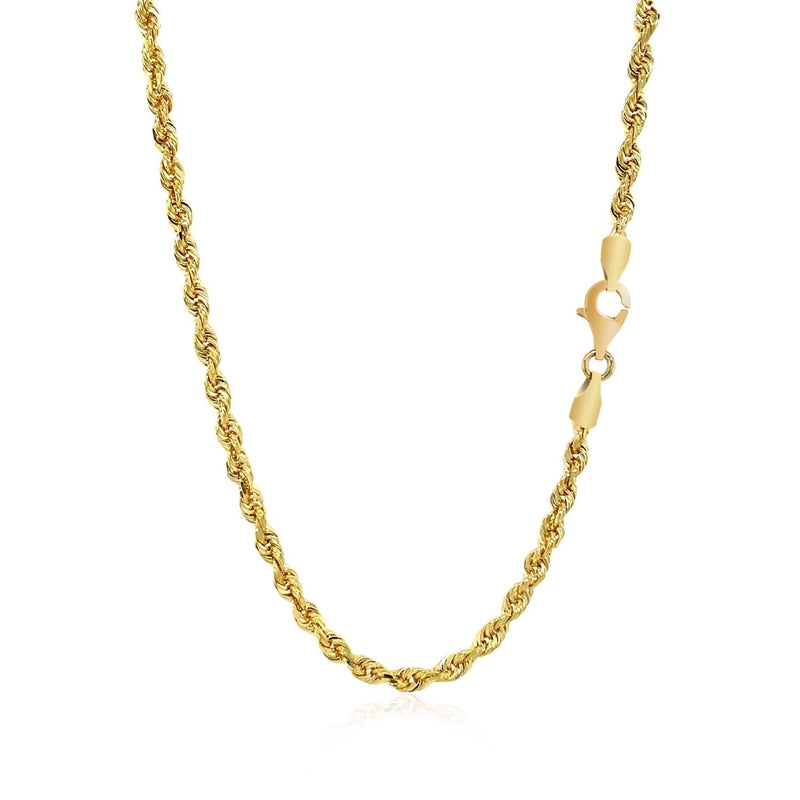 3.0mm 14k Yellow Gold Solid Diamond Cut Rope Chain - Premium Chains - Just $1500.99! Shop now at Pulse Designer Fashion