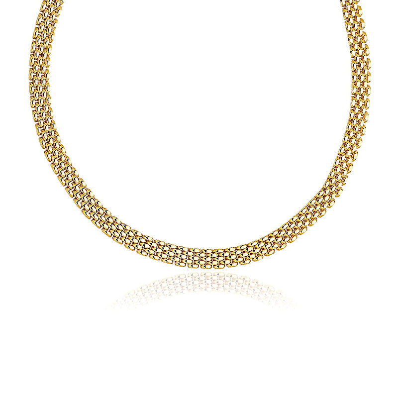 14k Yellow Gold Fancy Polished Multi-Row Panther Link Necklace - Premium Necklaces - Just $4413.99! Shop now at Pulse Designer Fashion