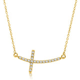 14k Yellow Gold Curved Crucifix Diamond Accented Necklace (.21cttw) - Premium Necklaces - Just $1033.99! Shop now at Pulse Designer Fashion