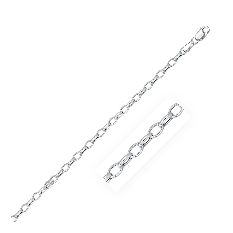 3.2mm 14k White Gold Oval Rolo Chain - Premium Chains - Just $607.99! Shop now at Pulse Designer Fashion