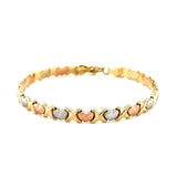 14k Tri-Color Gold Fancy Satin Heart Line Bracelet - Premium Bracelets - Just $1007.99! Shop now at Pulse Designer Fashion