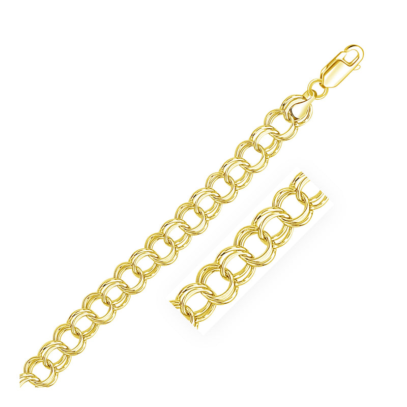 9.0 mm 14k Yellow Gold Solid Double Link Charm Bracelet - Premium Bracelets - Just $1811.99! Shop now at Pulse Designer Fashion