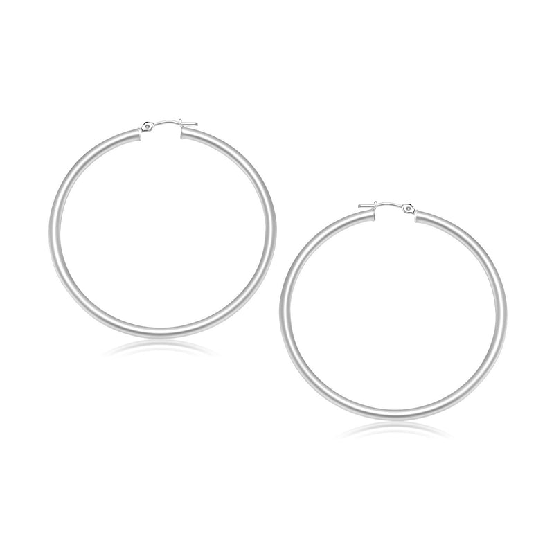 14k White Gold Polished Hoop Earrings (30 mm) - Premium Earrings - Just $428.99! Shop now at Pulse Designer Fashion