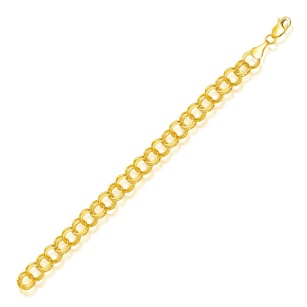 8.0 mm 14k Yellow Gold Solid Double Link Charm Bracelet - Premium Bracelets - Just $1607.99! Shop now at Pulse Designer Fashion