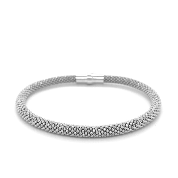 Sterling Silver Rhodium Plated Popcorn Motif Bangle - Premium Bangles - Just $182.99! Shop now at Pulse Designer Fashion