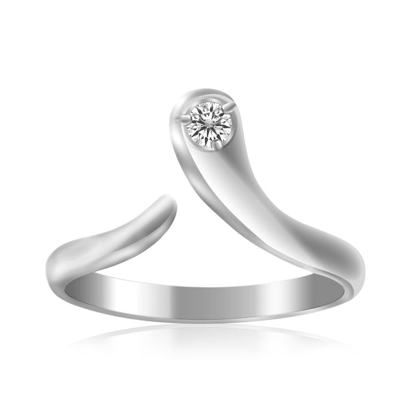 Sterling Silver Rhodium Plated White Cubic Zirconia Accented Shiny Toe Ring - Premium Toe Rings - Just $34.99! Shop now at Pulse Designer Fashion