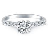 14k White Gold Shared Prong Diamond Band Accent Engagement Ring - Premium Rings - Just $3712.99! Shop now at Pulse Designer Fashion