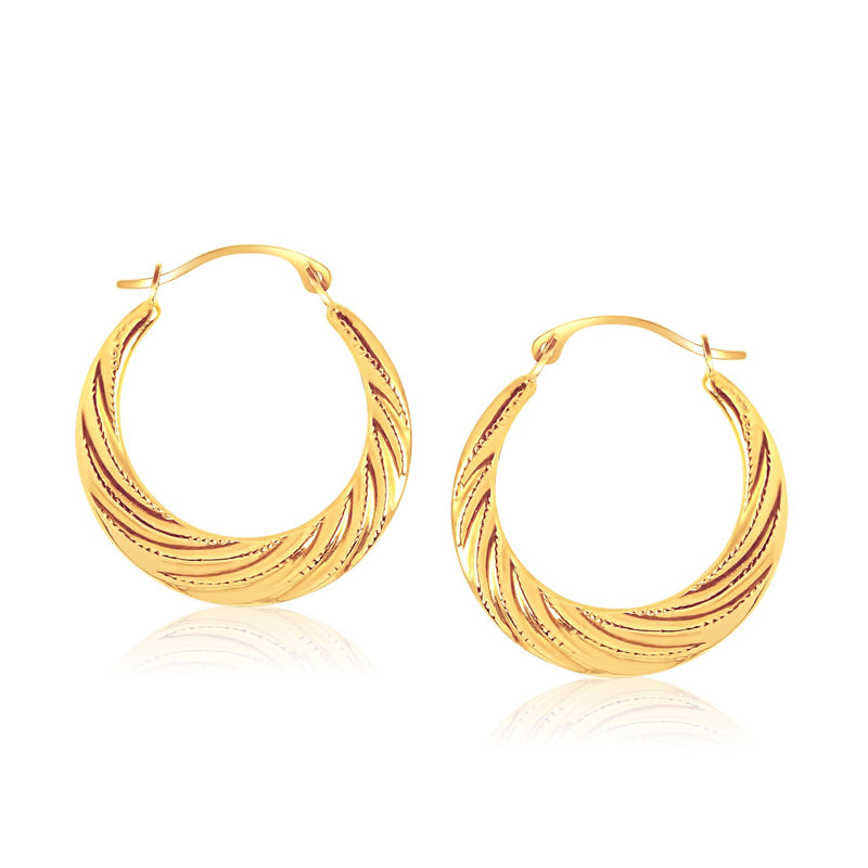 14k Yellow Gold Textured Graduated Twist Hoop Earrings - Premium Earrings - Just $175.99! Shop now at Pulse Designer Fashion