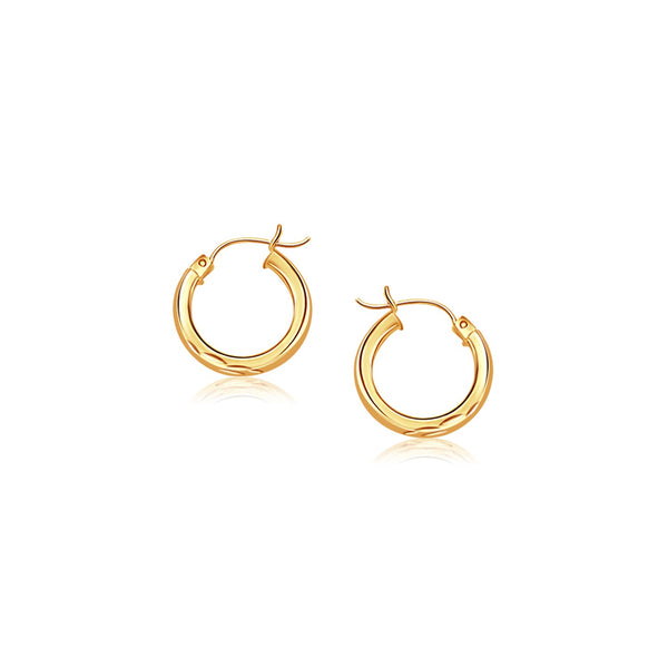 14k Yellow Gold Hoop Earring with Diamond-Cut Finish (20mm Diameter) - Premium Earrings - Just $259.99! Shop now at Pulse Designer Fashion