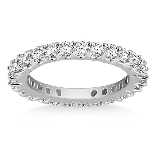 14k White Gold Common Prong Round Diamond Eternity Ring - Premium Rings - Just $4879.99! Shop now at Pulse Designer Fashion