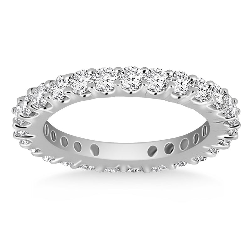 14k White Gold Common Prong Round Diamond Eternity Ring - Premium Rings - Just $4879.99! Shop now at Pulse Designer Fashion