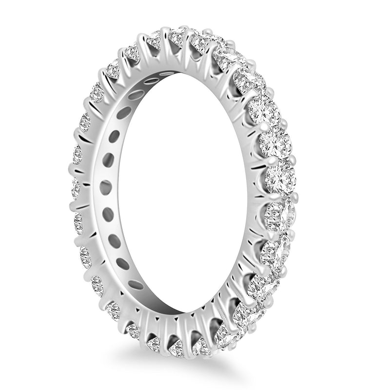 14k White Gold Common Prong Round Diamond Eternity Ring - Premium Rings - Just $4879.99! Shop now at Pulse Designer Fashion