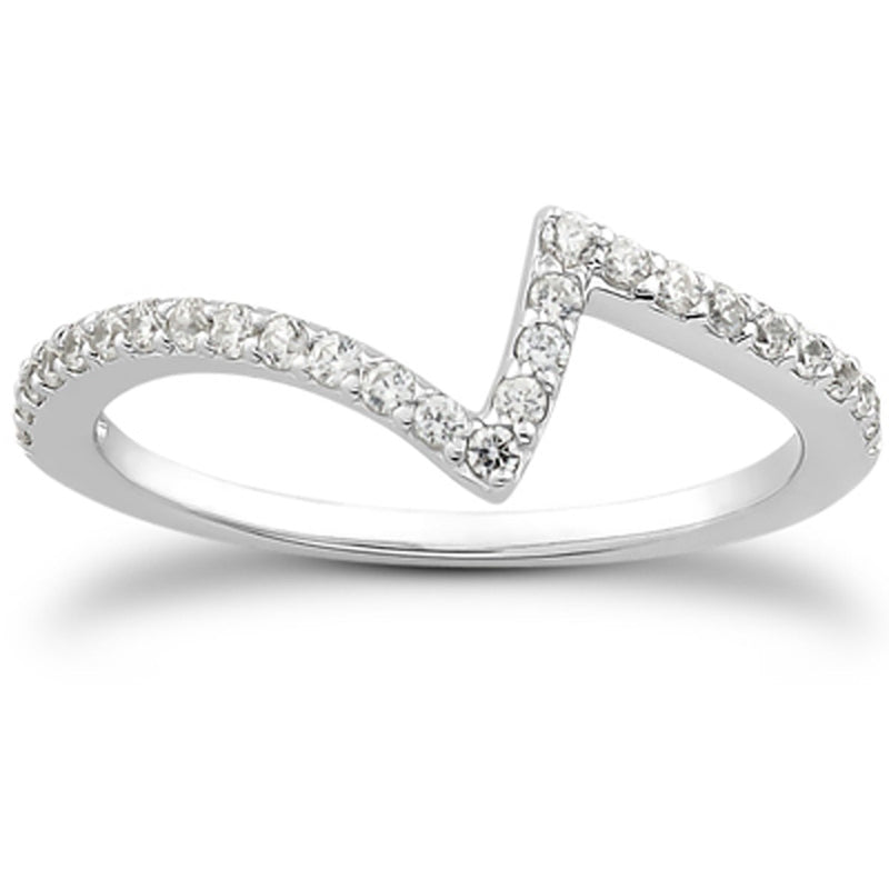 14k White Gold Fancy Zig Zag Pave Diamond Wedding Ring Band - Premium Rings - Just $1366.99! Shop now at Pulse Designer Fashion