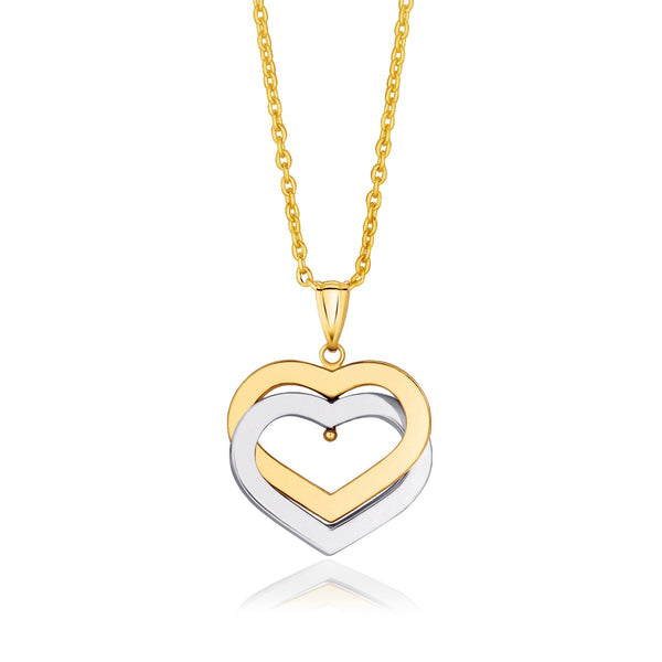 14k Two-Tone Gold Intertwined Hearts Pendant - Premium Pendants - Just $470.99! Shop now at Pulse Designer Fashion