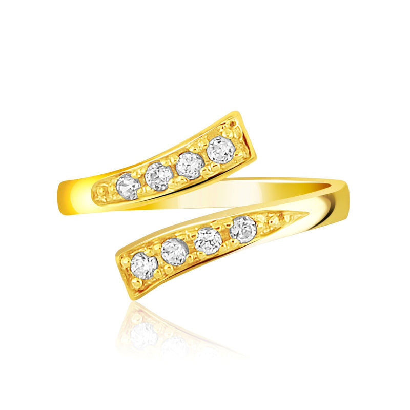 14k Yellow Gold Contemporary Cubic Zirconia Accented Toe Ring - Premium Toe Rings - Just $240.99! Shop now at Pulse Designer Fashion