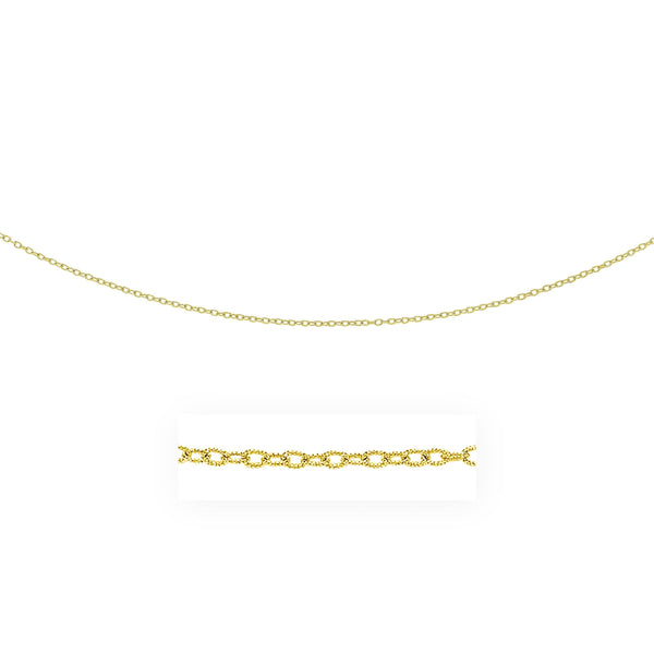 2.5mm 14k Yellow Gold Pendant Chain with Textured Links - Premium Chains - Just $425.99! Shop now at Pulse Designer Fashion