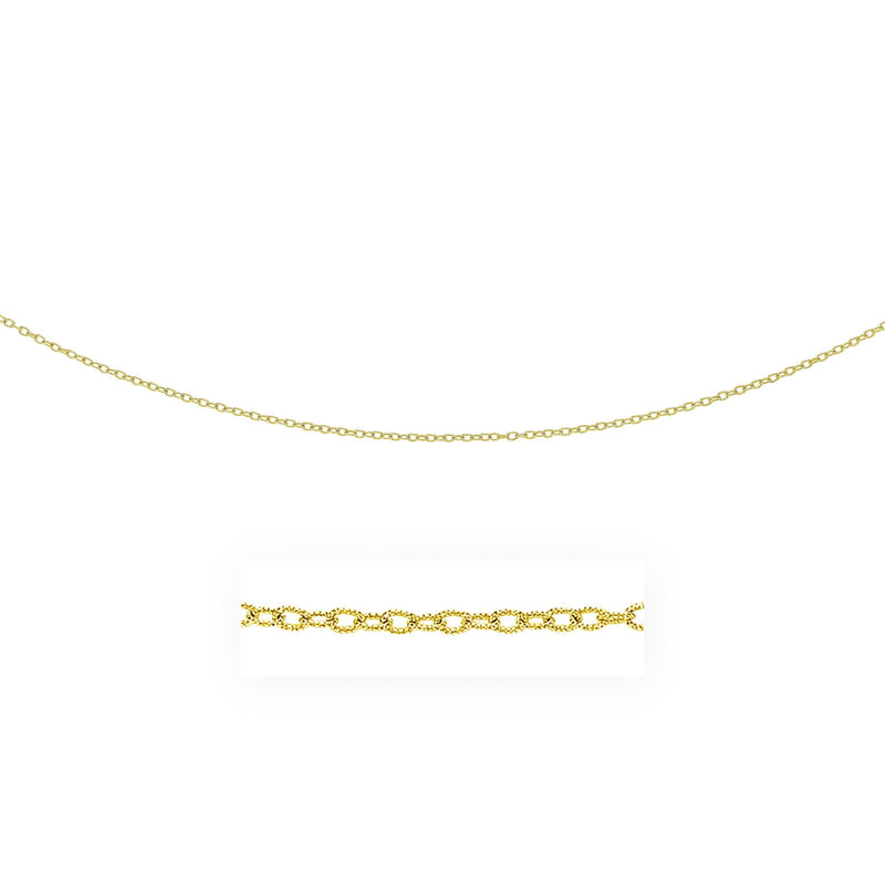 2.5mm 14k Yellow Gold Pendant Chain with Textured Links - Premium Chains - Just $425.99! Shop now at Pulse Designer Fashion