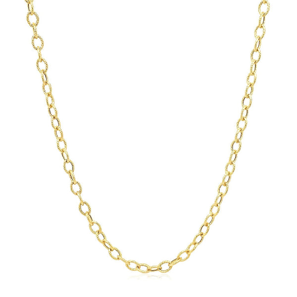 2.5mm 14k Yellow Gold Pendant Chain with Textured Links - Premium Chains - Just $425.99! Shop now at Pulse Designer Fashion